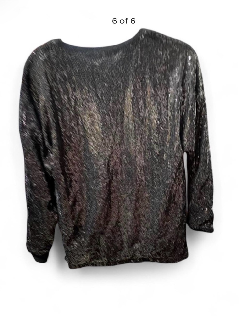Sunshine & Rodeo Metallic Glitter Sequined Black GoldLong-Sleeve Women's Sweater